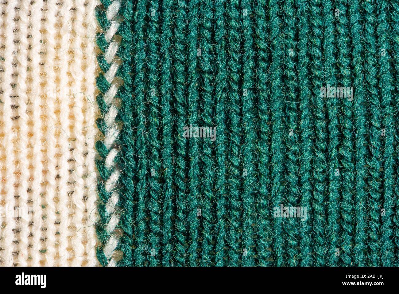 Green and white knitting wool texture. Cloth background close up Stock ...
