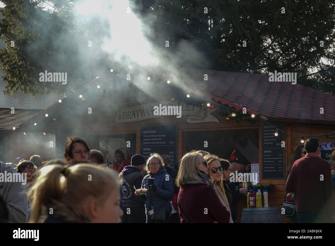 German Sausage Shop At a Christmas Market Stock Photo Alamy