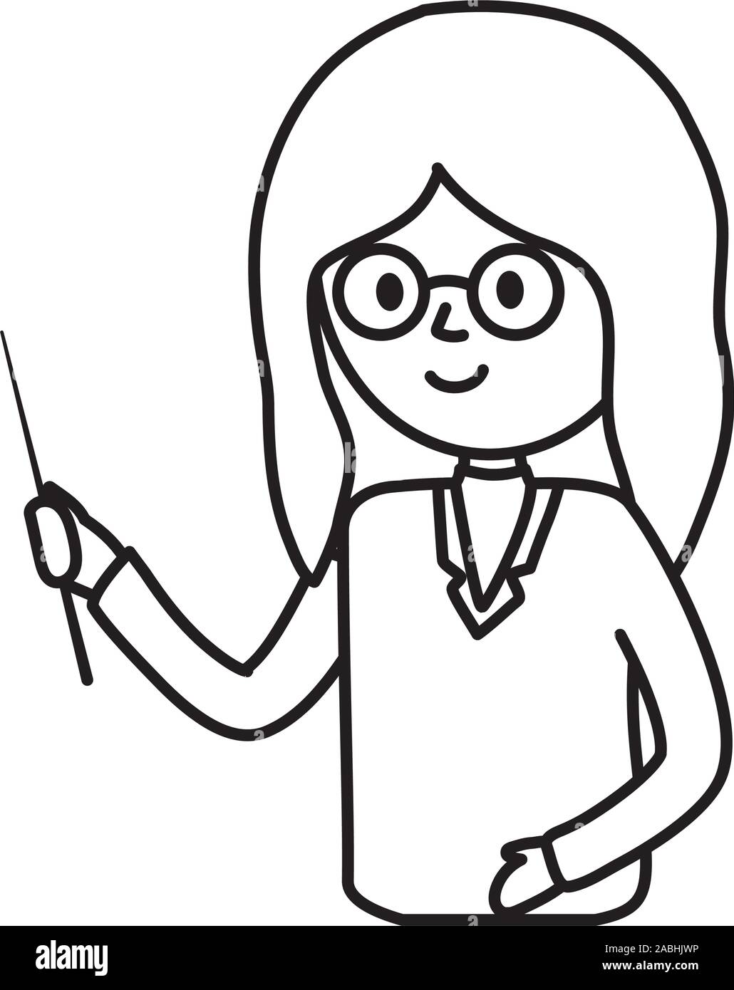 wallpapers Teacher Holding Female Teacher Clipart Black And White https www alamy com young woman teacher education character vector illustration thick line image334146226 html