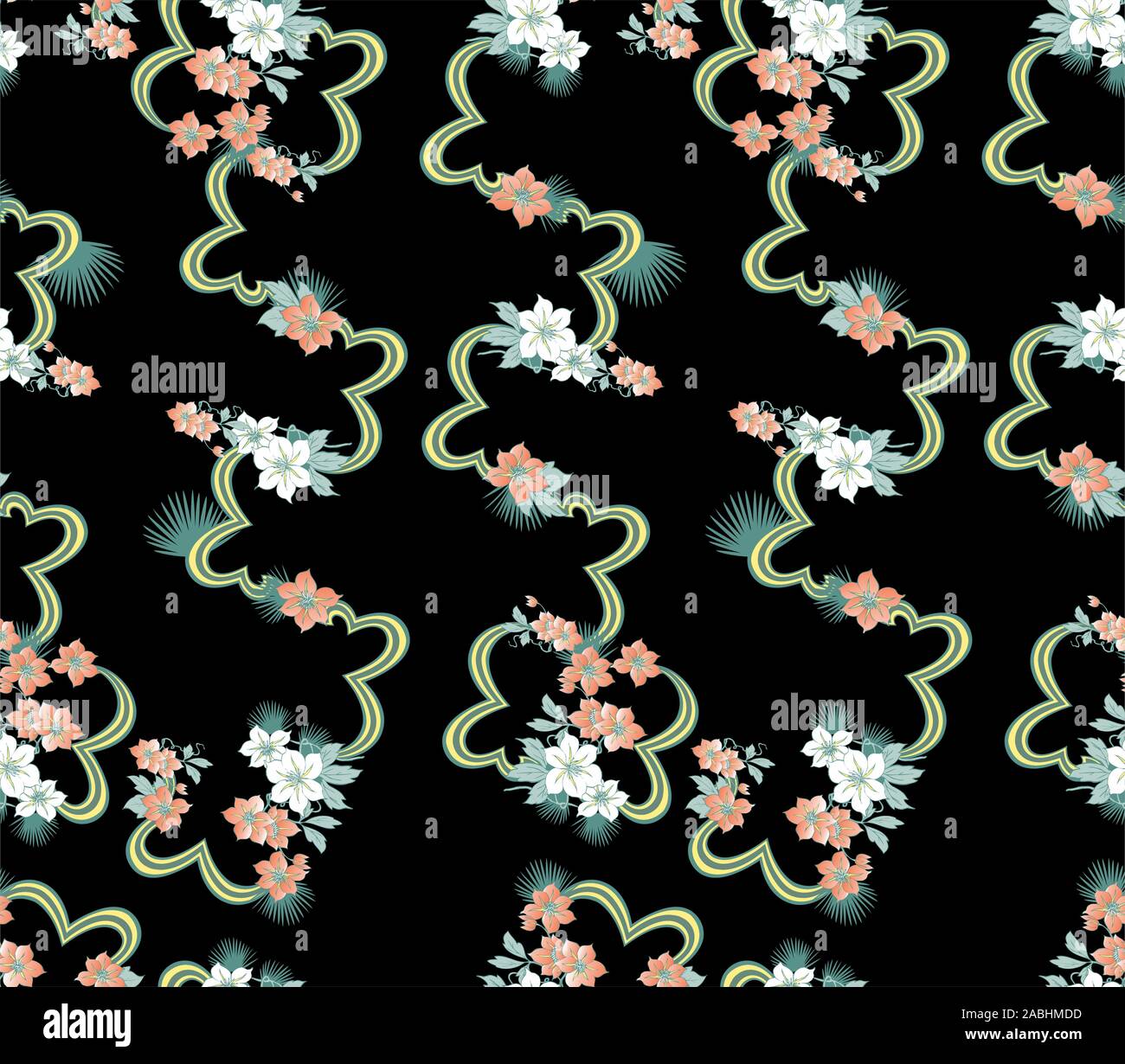 Little colorfull flowers pattern on black background.Seamless floral ...