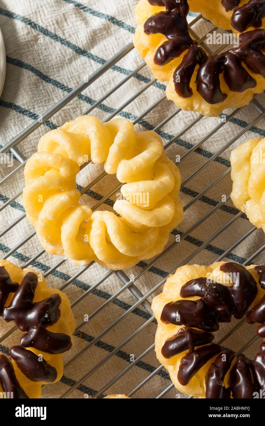 Homemade Sweet French Cruller Donuts Ready to Eat Stock Photo