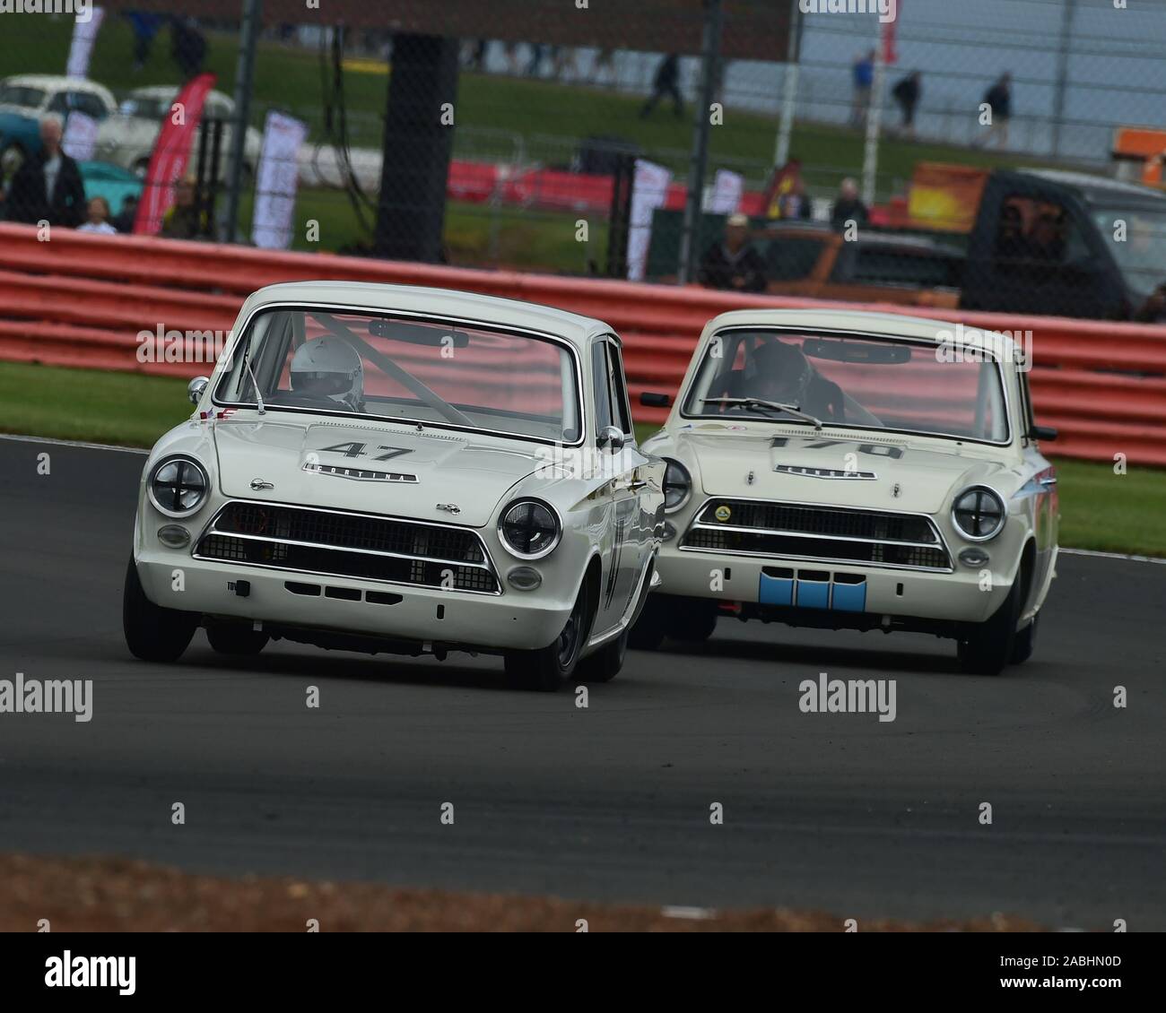 Martin Strommen, Ford Lotus Cortina, Marcus Jewell, Ford Lotus Cortina, Transatlantic Trophy for Pre '66 Touring Cars, Silverstone Classic, July 2019, Stock Photo