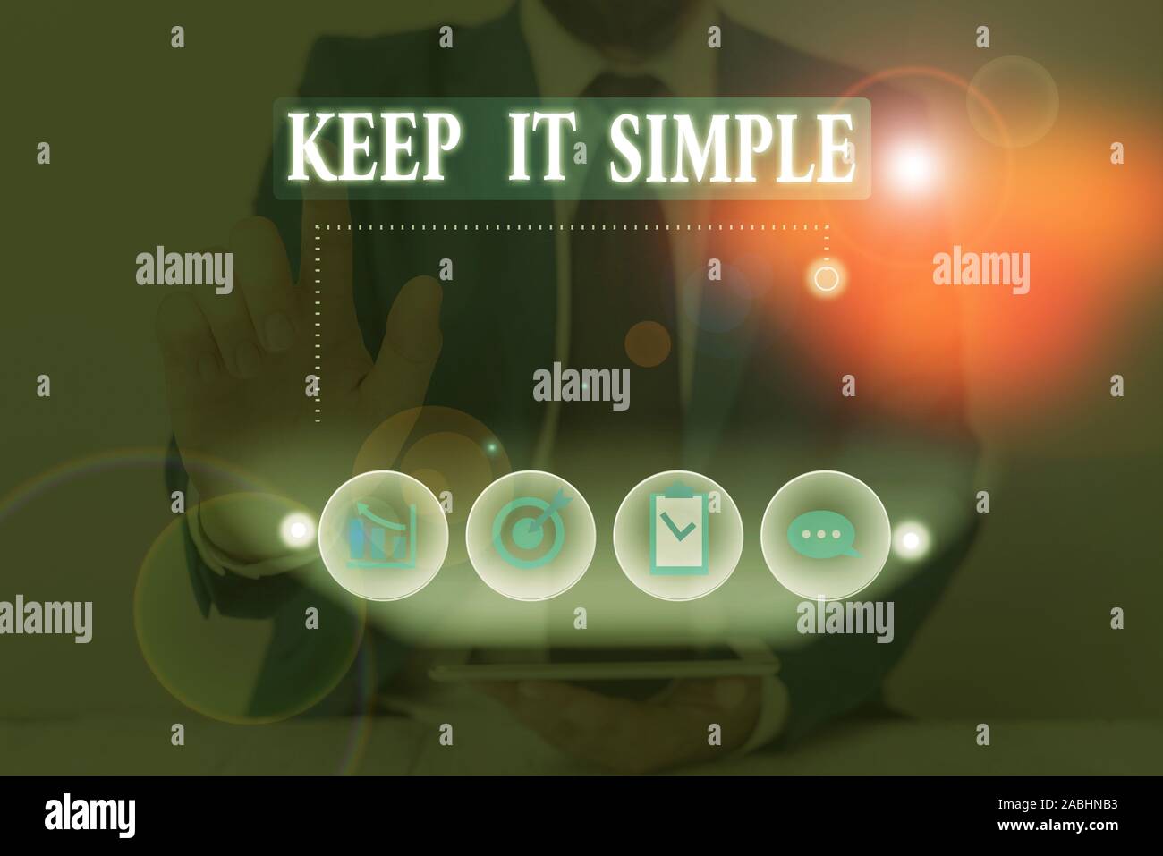 Conceptual hand writing showing Keep It Simple. Concept meaning Remain