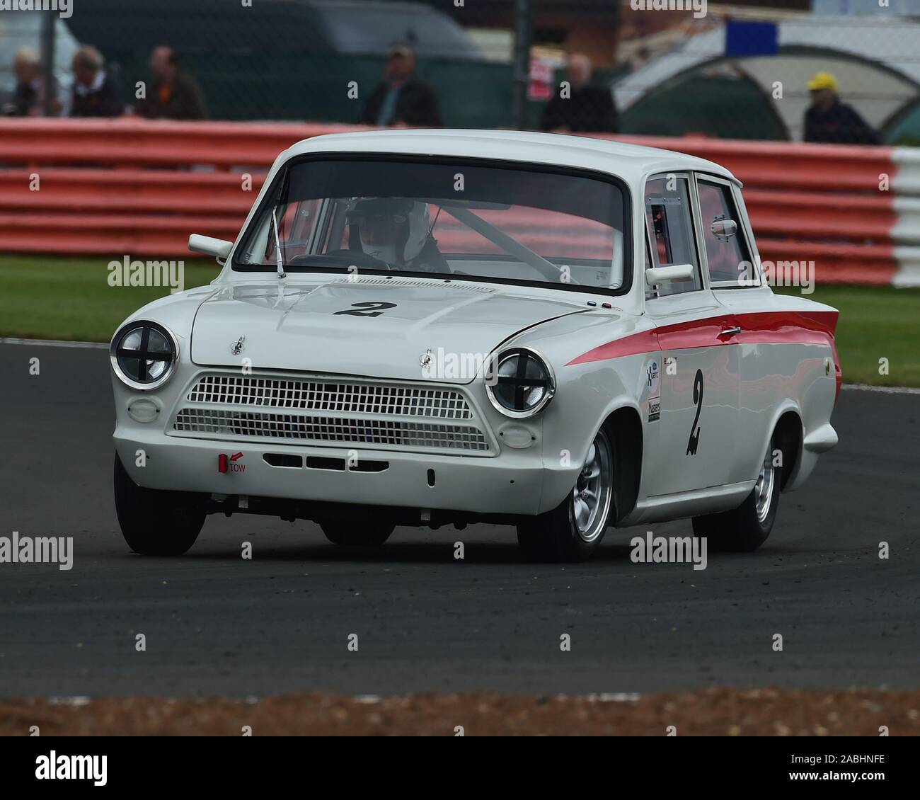 Neil Brown, Ford Lotus Cortina, Transatlantic Trophy for Pre '66 Touring Cars, Silverstone Classic, July 2019, Silverstone, Northamptonshire, England, Stock Photo