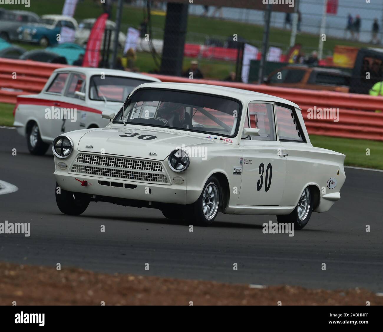 Richard Dutton, Ford Lotus Cortina, Transatlantic Trophy for Pre '66 Touring Cars, Silverstone Classic, July 2019, Silverstone, Northamptonshire, Engl Stock Photo