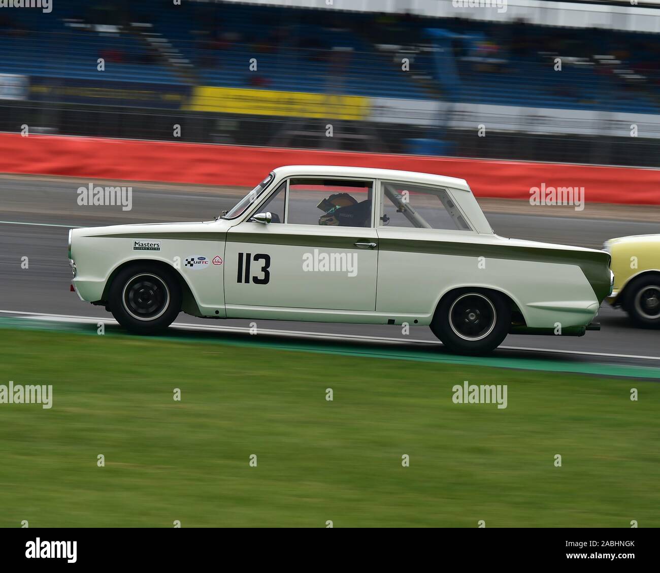 Andy Wolfe, Ford Lotus Cortina, Transatlantic Trophy for Pre '66 Touring Cars, Silverstone Classic, July 2019, Silverstone, Northamptonshire, England, Stock Photo