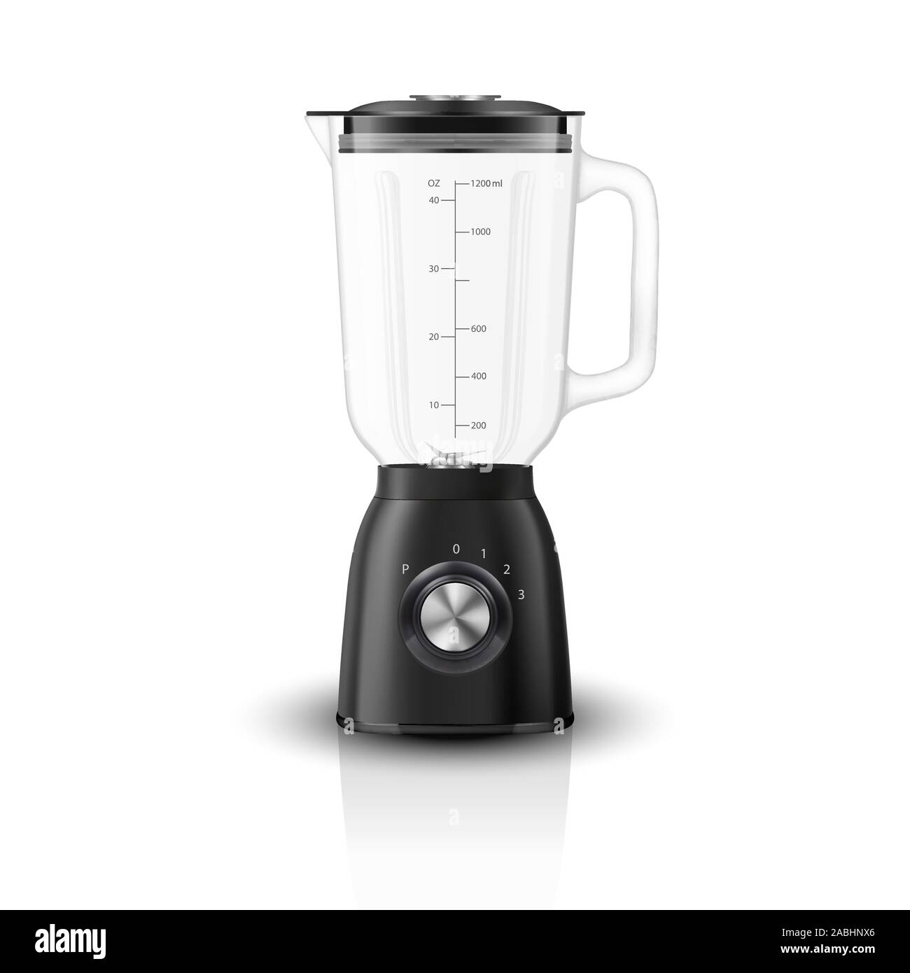 Vector 3d Realistic Electric Black Juicer Blender Appliance with Glass