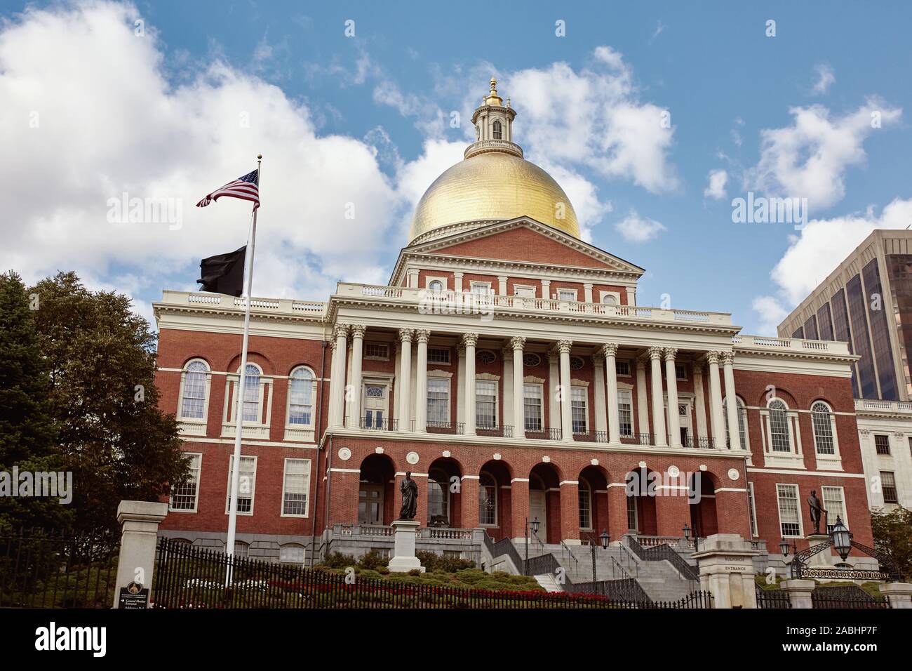 Exterior of Massachusetts State House Capitol in downtown Boston. USA Stock Photo