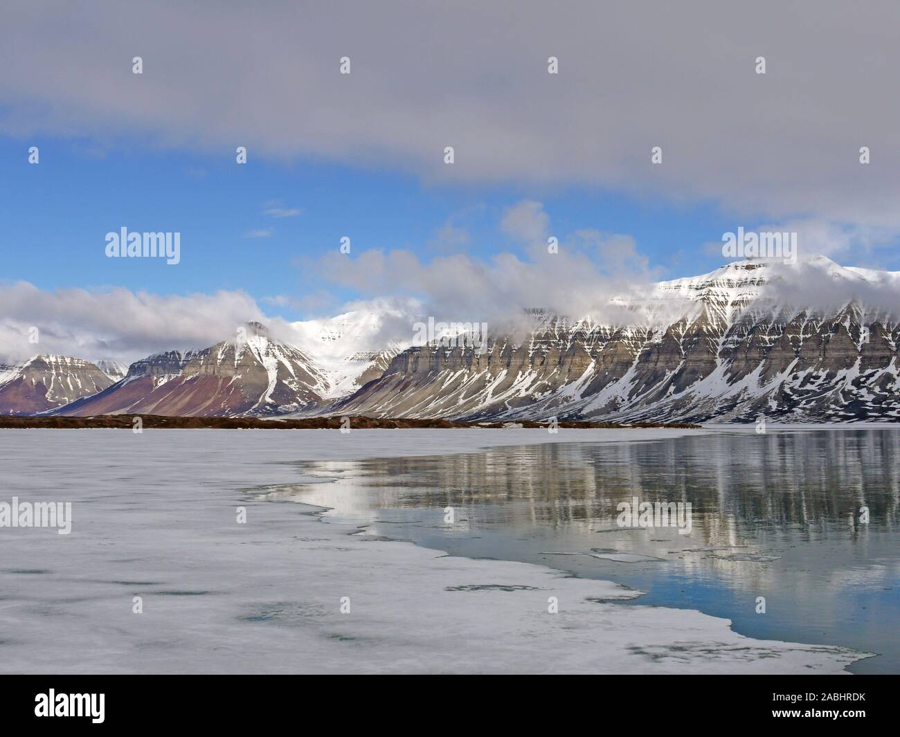 General view of Nordfjorden from a ship, Svalbard, Norway Stock Photo