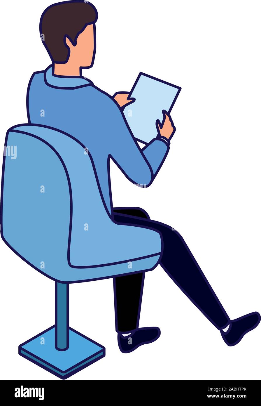 avatar man sitting on a chair icon, flat design Stock Vector Image ...