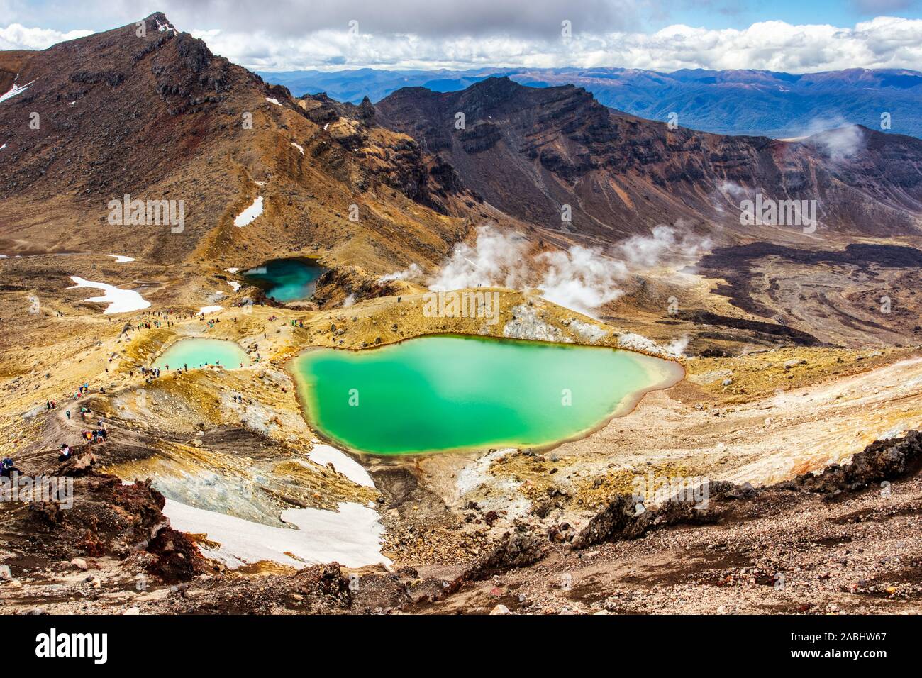 Emerald lakes on Tongariro Alpine Crossing Track, Tongariro National Park, New Zealand Stock Photo
