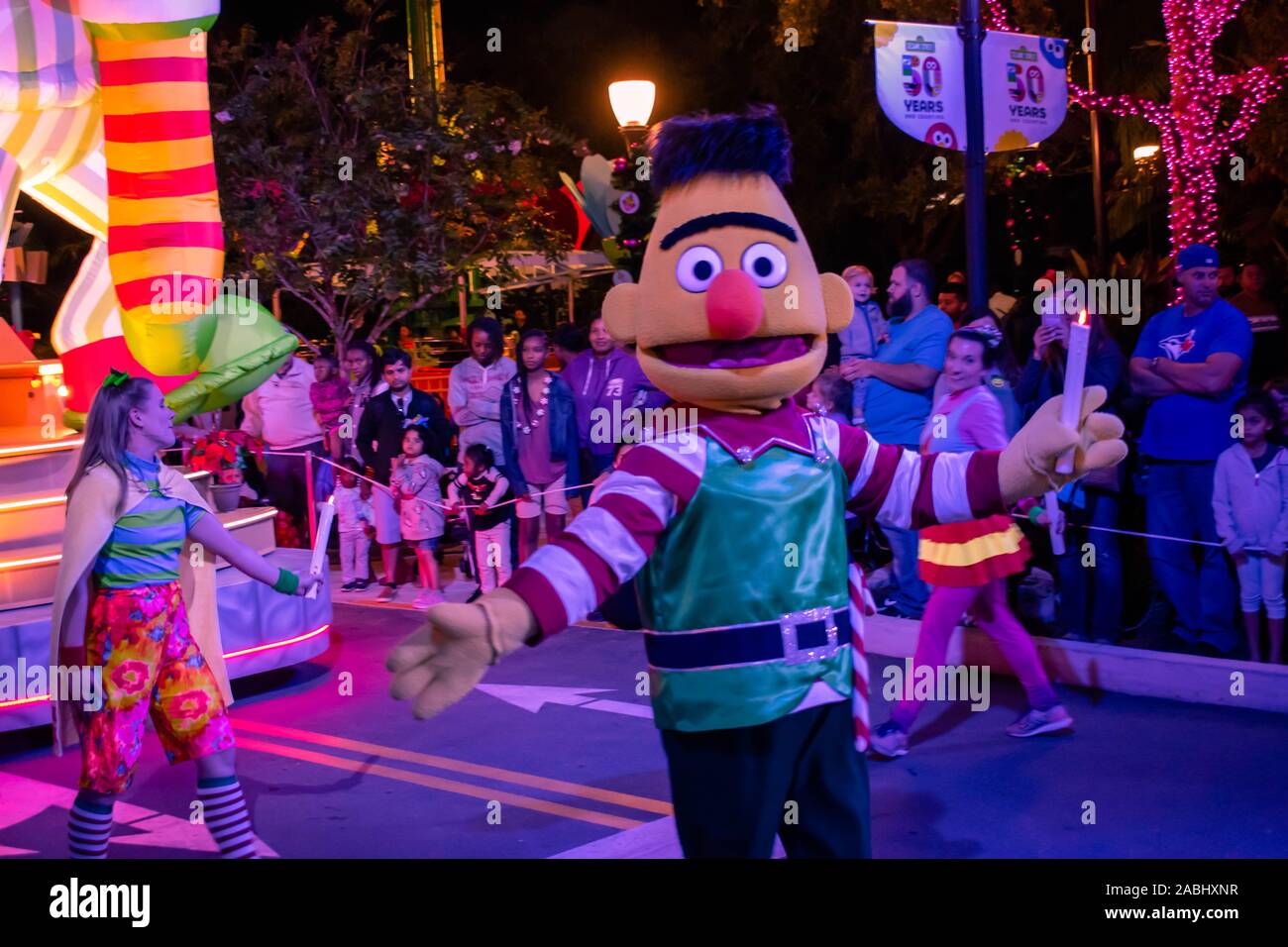 Orlando, Florida . November 24, 2019. Bert  at Sesame Street Christmas Parade at Seaworld Stock Photo
