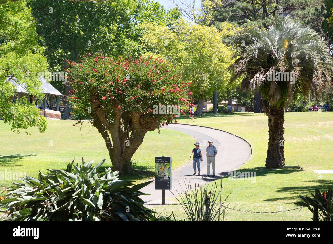Royal Botanic Gardens Sydney Australia - people enjoying the spring sunshine in November, Sydney Australia Stock Photo