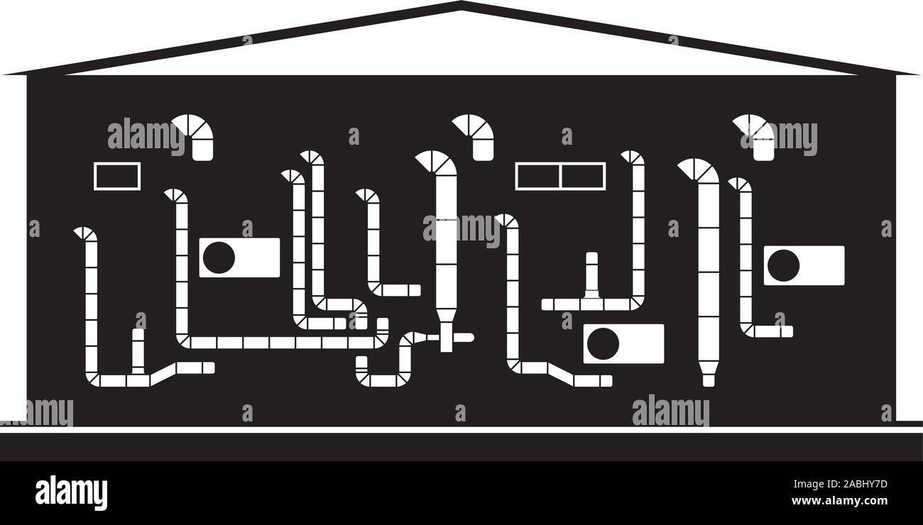 Industrial air conditioned warehouse - vector illustration Stock Vector