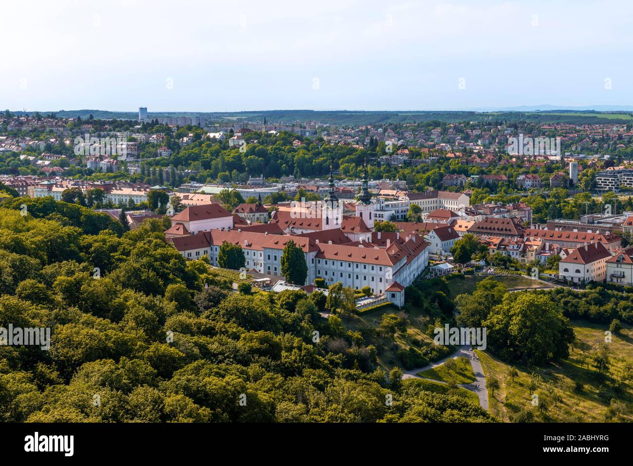 View from Petrin Park to Strahov Monastery, Prague, Bohemia, Czech Republic Stock Photo