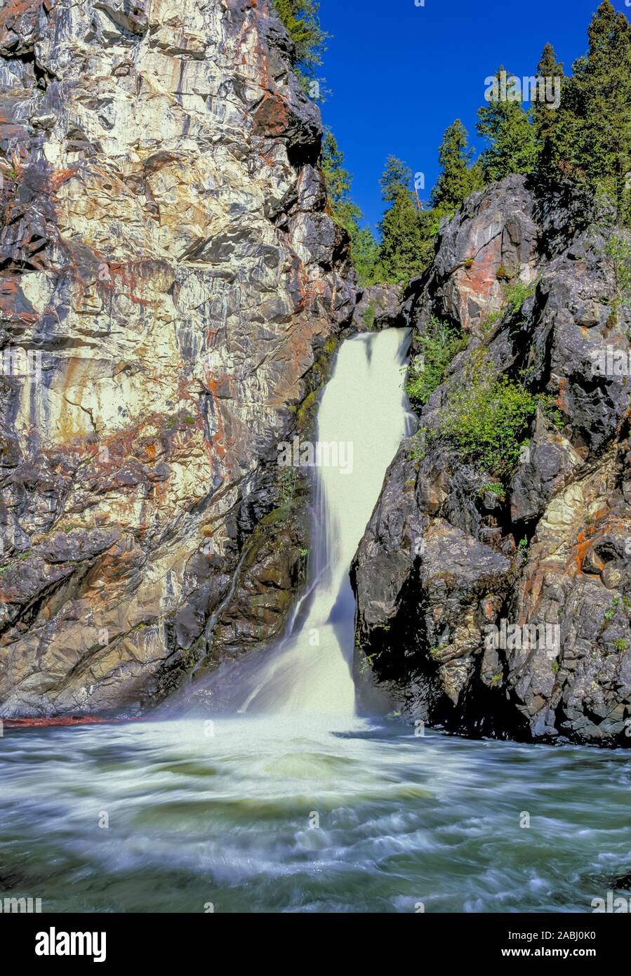 crow creek falls in helena national forest near townsend, montana Stock