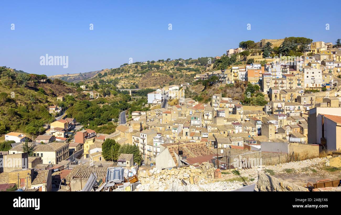 Panoramic view of Piazza Armerina town on Sicily, Italy Stock Photo