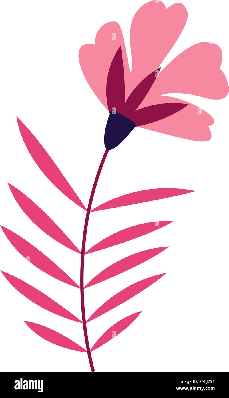 pink flower with leaves icon Stock Vector Image & Art - Alamy