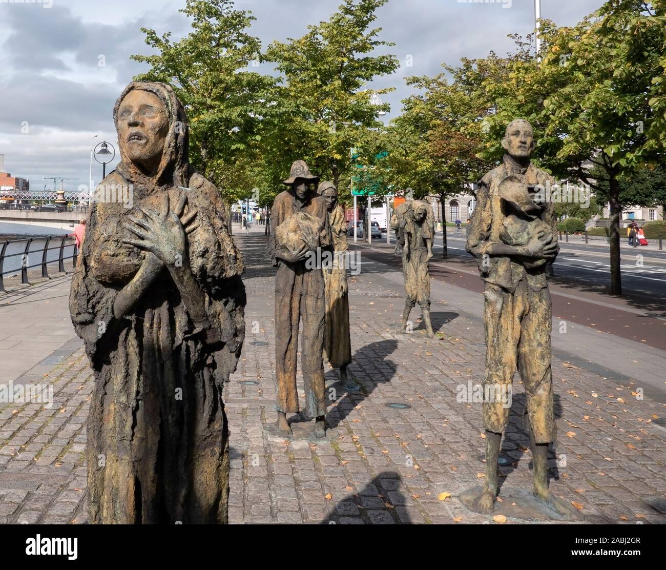 27/08/2019 - Dublin, Ireland - World Poverty Stone Stock Photo