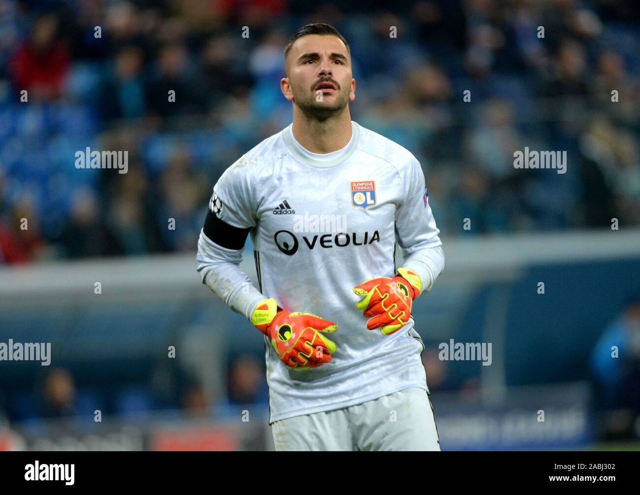 St. Petersburg, Russia. 27th Nov, 2019. Russia. St. Petersburg. November 27, 2019. Lyon player Anthony Lopes in the UEFA Champions League match between Zenit (St. Petersburg, Russia) and Lyon Credit: Andrey Pronin/ZUMA Wire/Alamy Live News Stock Photo
