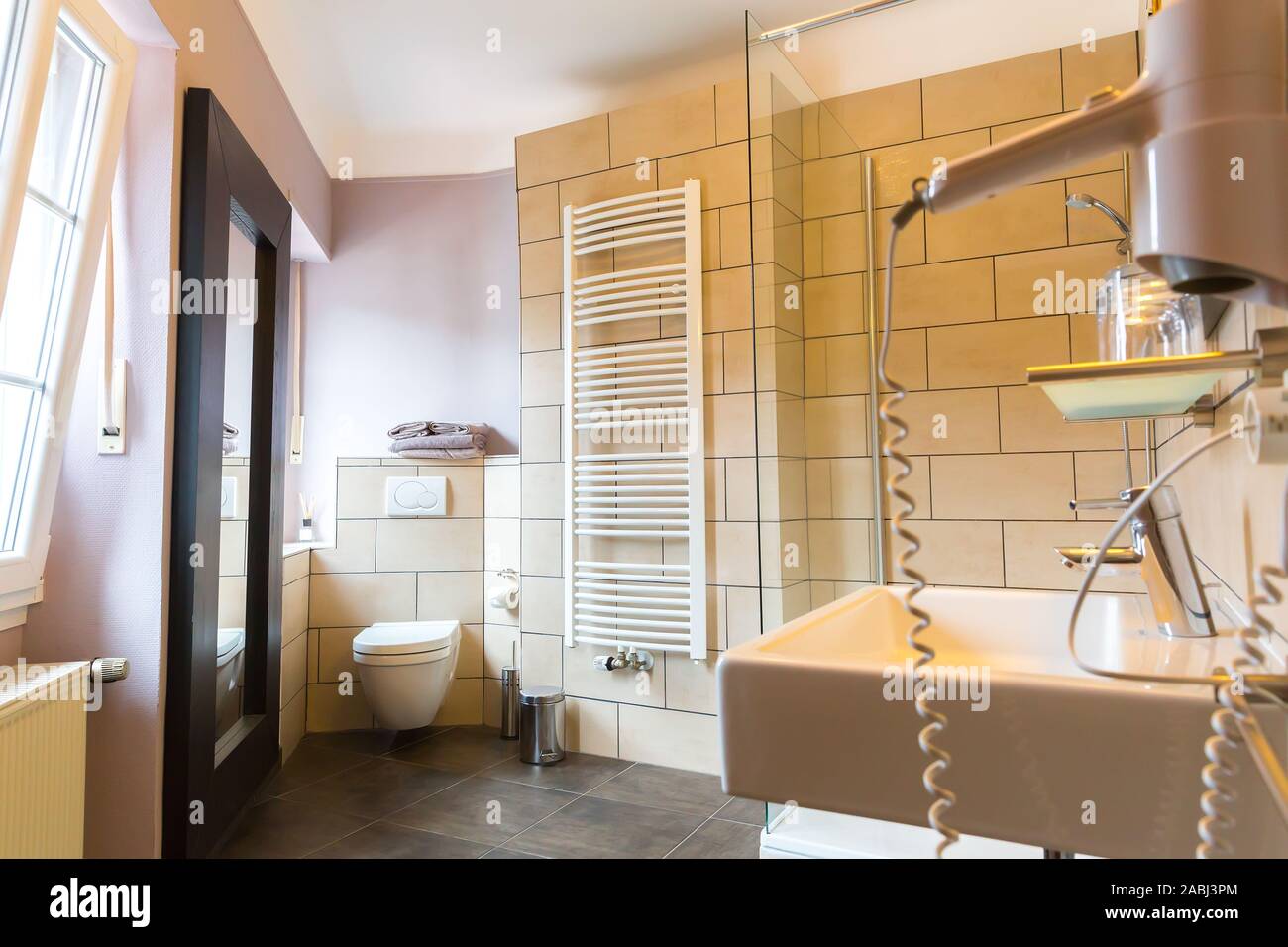 Hotel bathroom interior, bath, Europe tourism Stock Photo