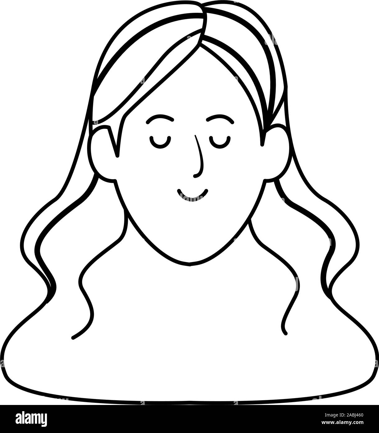 woman face with long hair, flat design Stock Vector