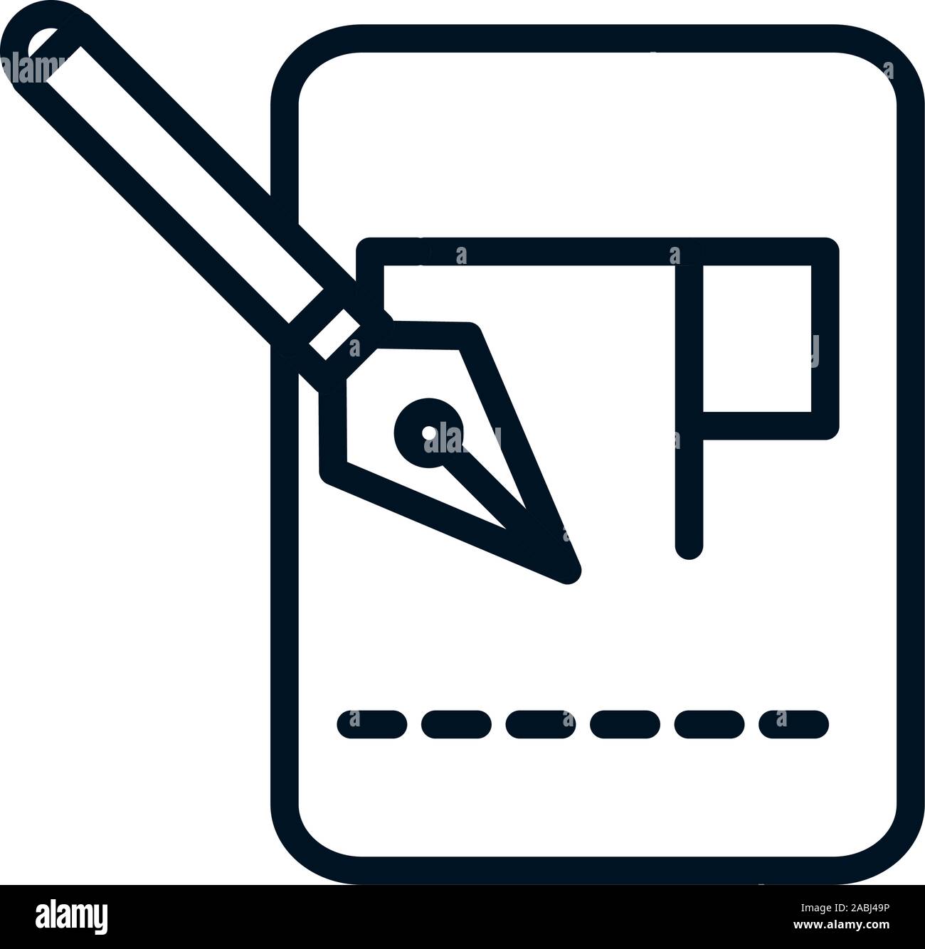 fountain pen blueprint architecture icon line style vector illustration