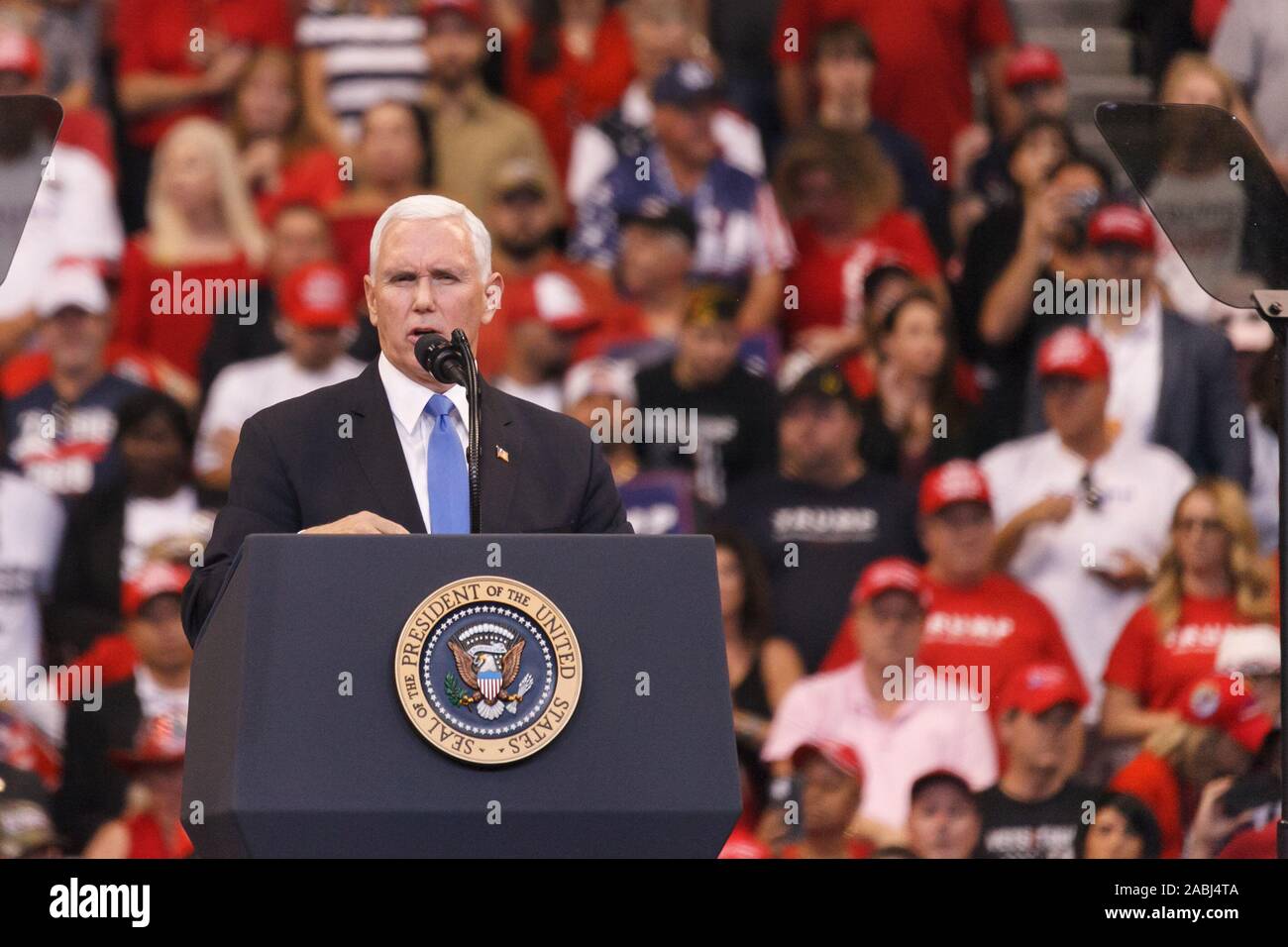 Sunrise, USA. 26th Nov, 2019. Vice President Mike Pence speaking at the 2020 Keep America Great Rally at the BB&T Center on November 26 2019 in Sunrise, Florida. Credit: The Photo Access/Alamy Live News Stock Photo