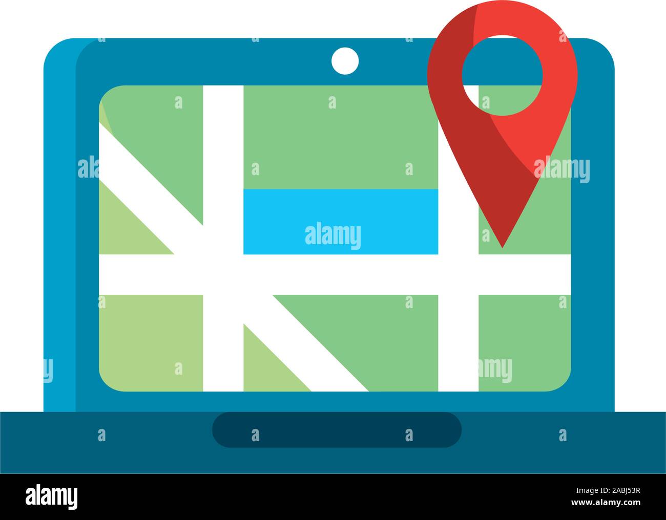 laptop pointer gps map and navigation vector illustration Stock Vector ...