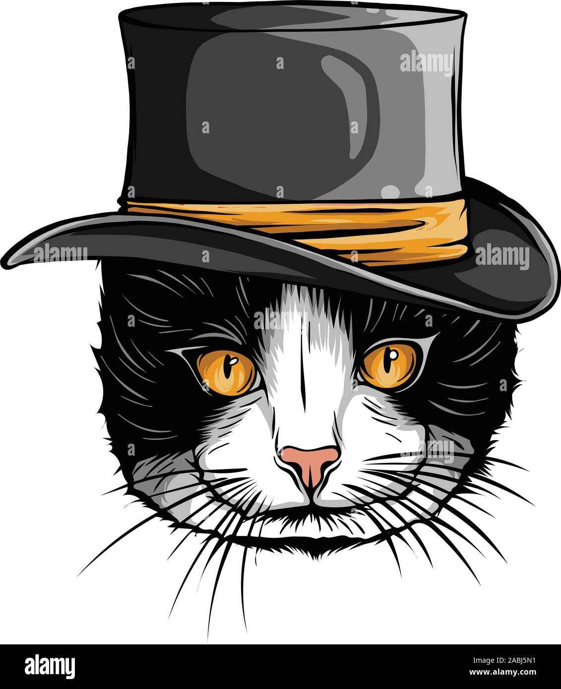 Vector funny British cat hipster in the gray hat, eyeglasses and bowtie illustration Stock Vector