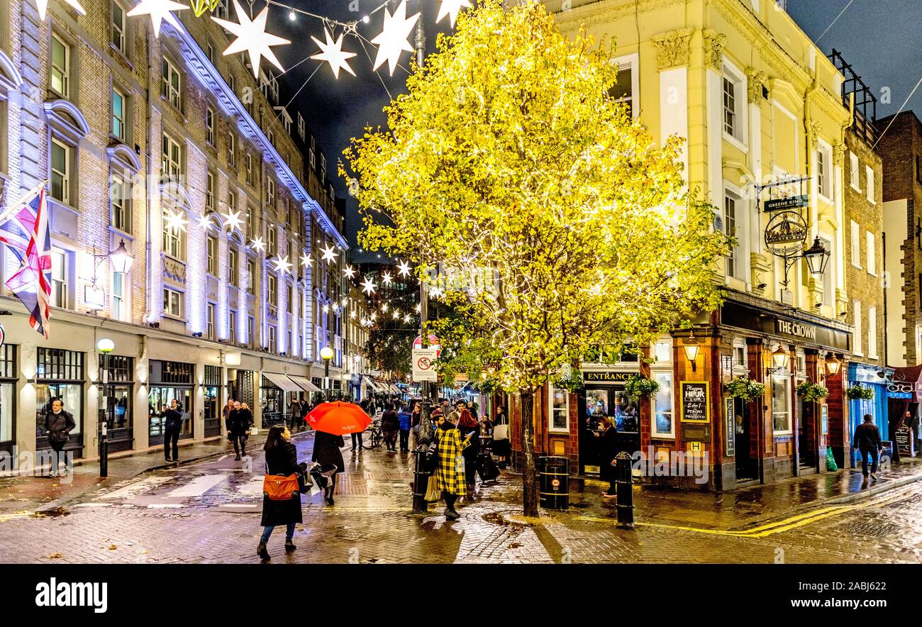 Pubs in The Seven Dials Covent Garden Nightime London UK Stock Photo