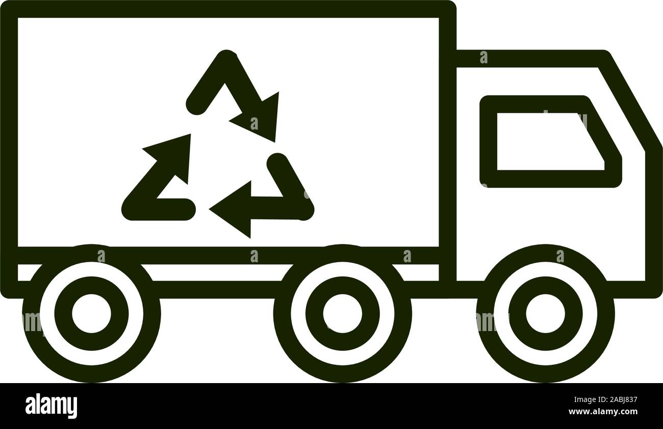 truck recycle environment ecology line and fill vector illustration