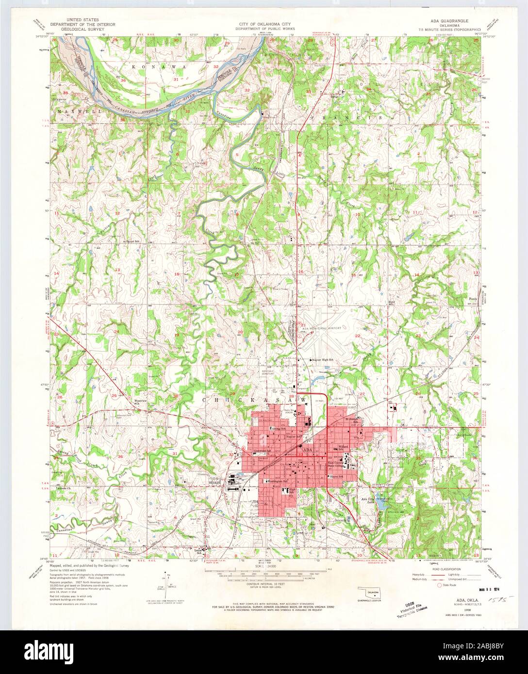 USGS Topographic Map PROTECTION Kansas Oklahoma 1985-100K 