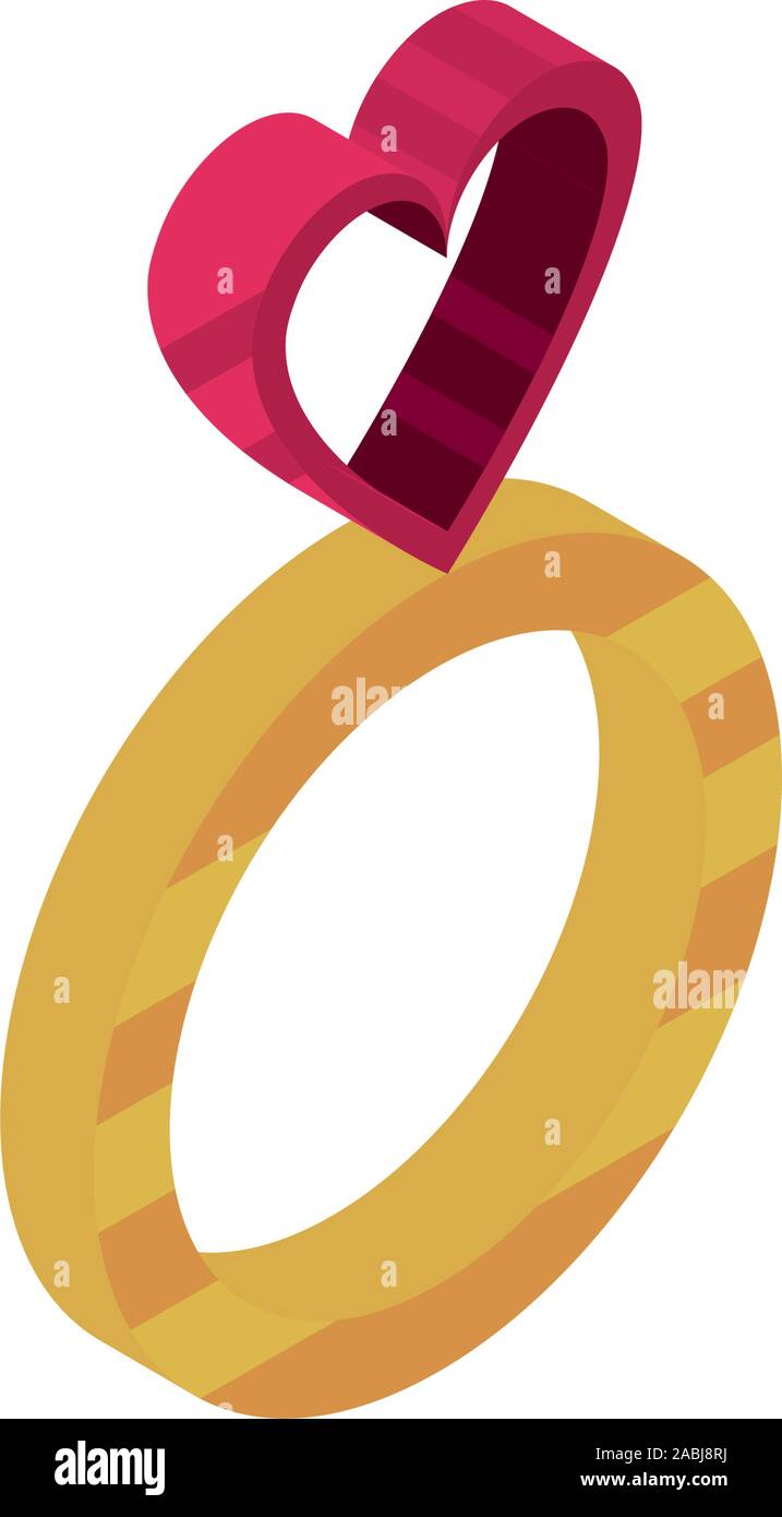 happy valentines day ring jewelry with heart love romantic isometric ...