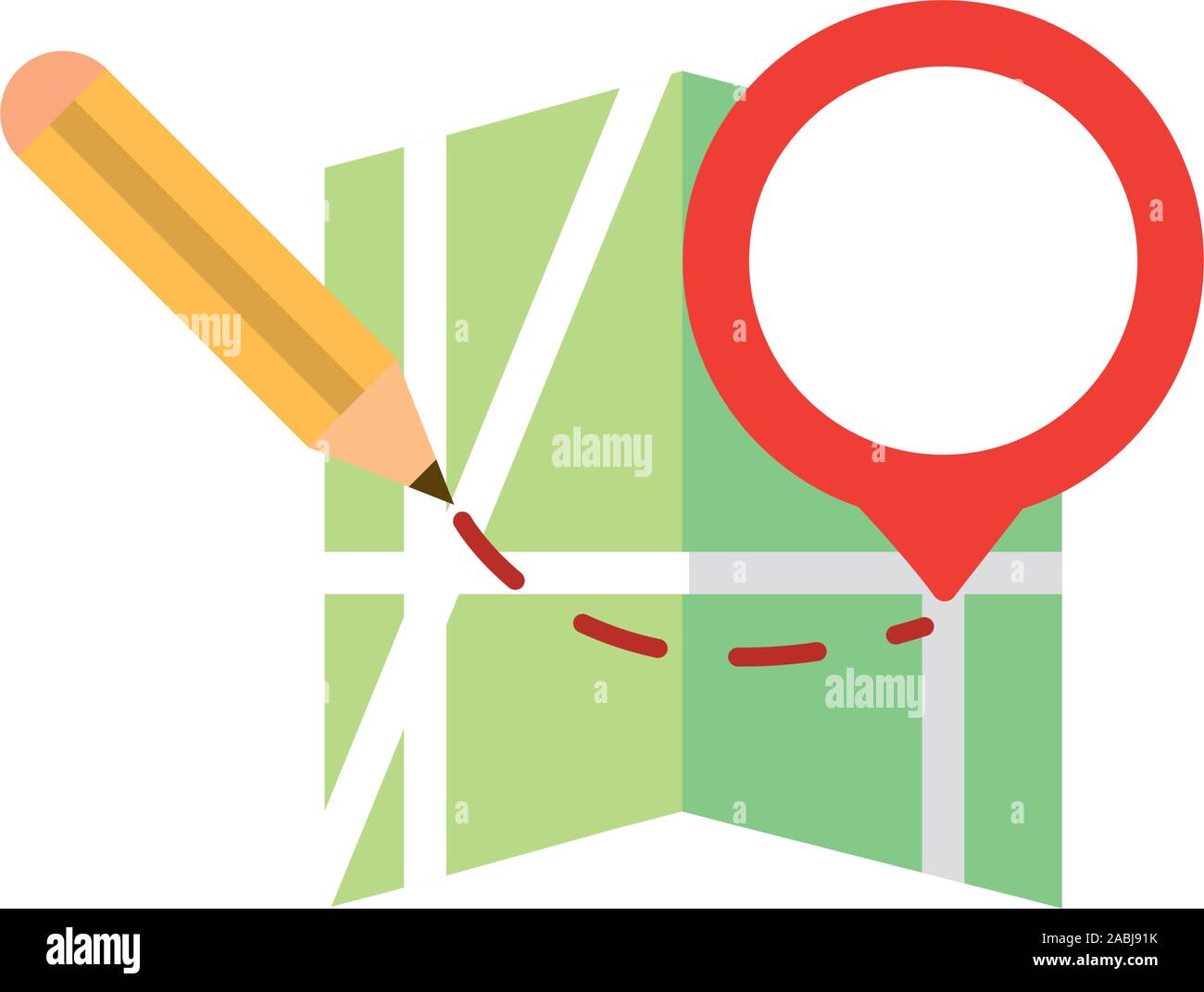 pencil marker route pointer gps map and navigation vector illustration ...