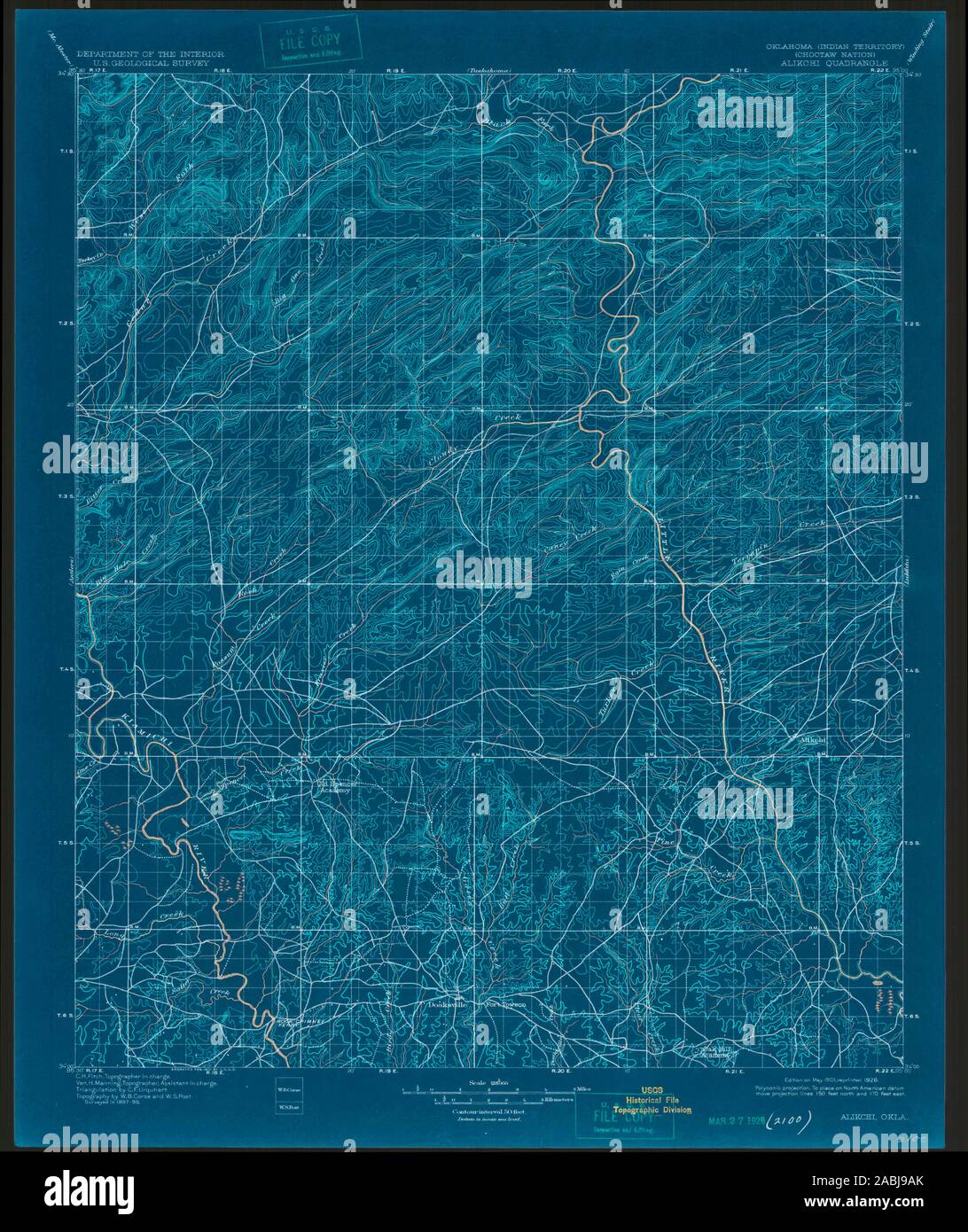 USGS TOPO Map Oklahoma OK Alikchi 802476 1901 125000 Inverted ...