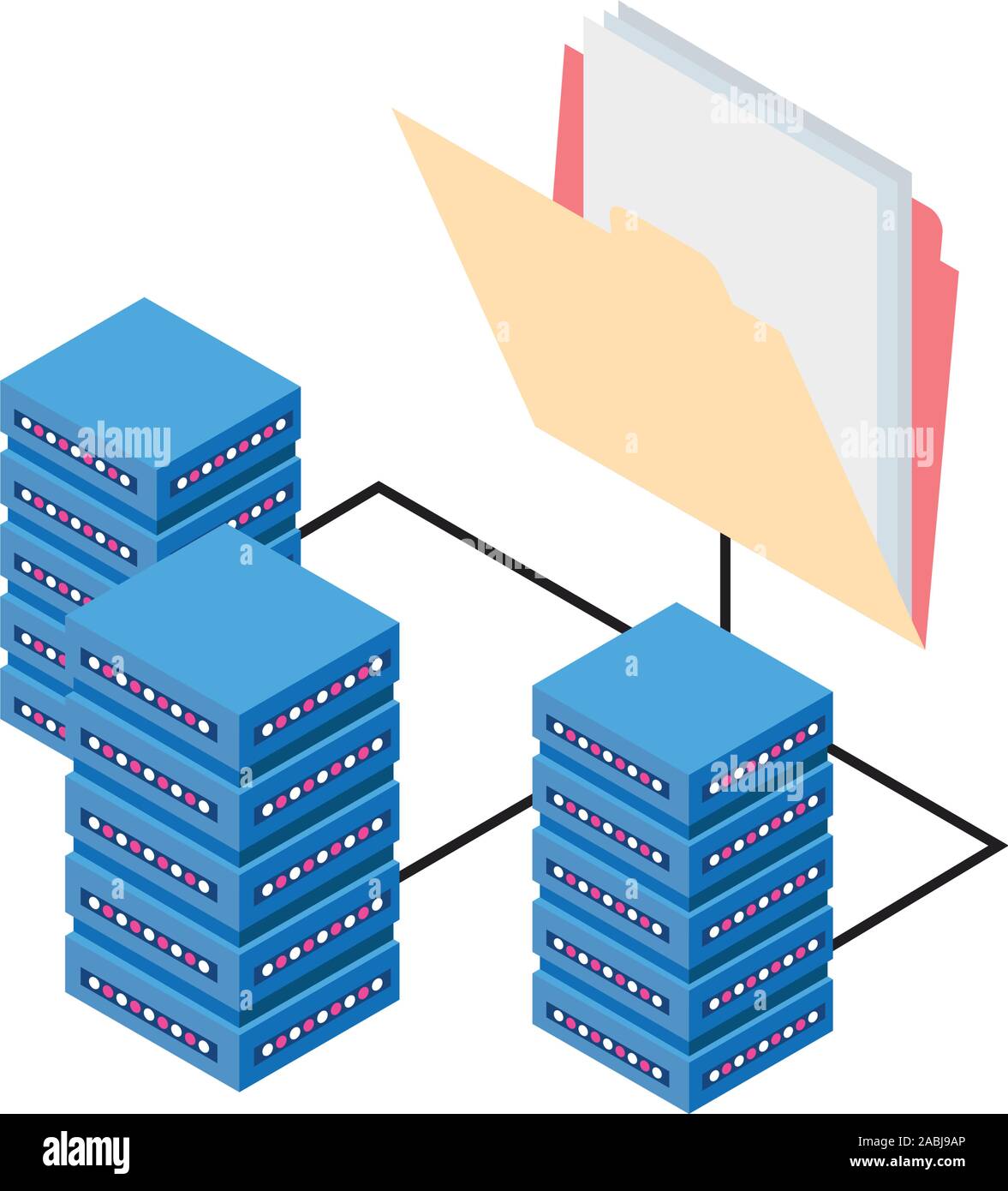 connection folder with data servers icon Stock Vector Image & Art - Alamy