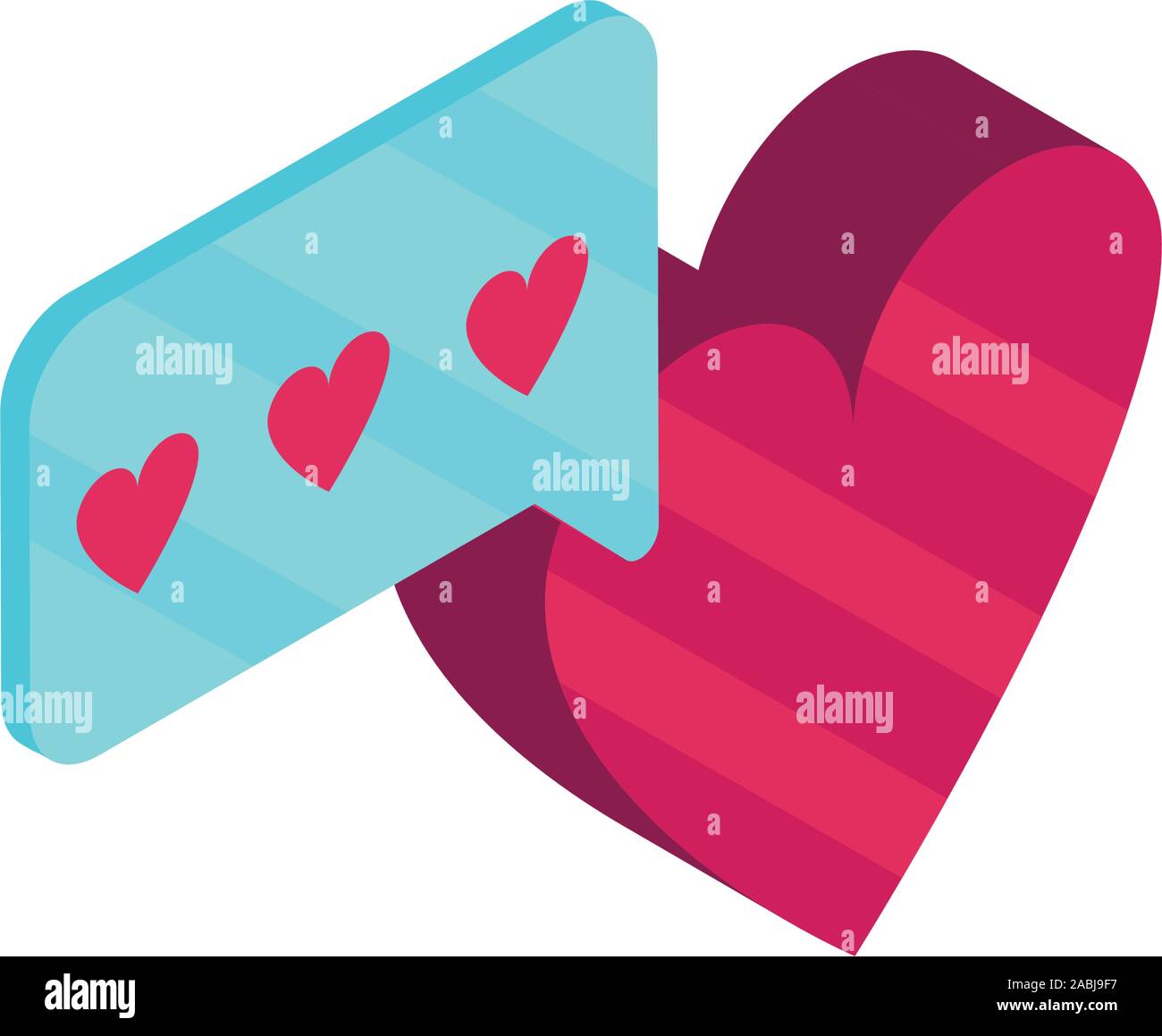happy valentines day heart message love romantic isometric icon vector ...