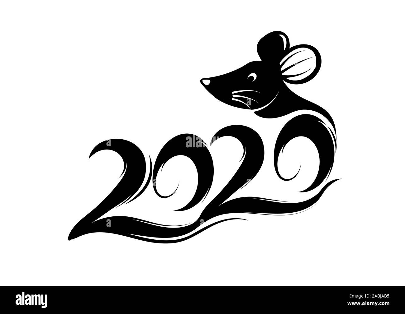 2020 Chinese New Year greeting card Zodiac sign with paper cut. Year of the rat. Golden and red ornament.Concept for holiday banner template, decor el Stock Vector