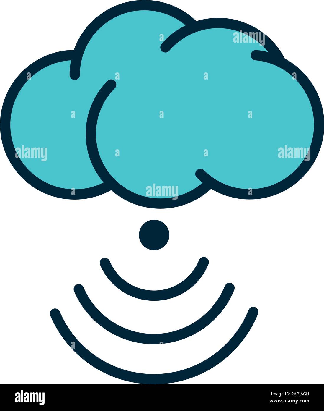 cloud computing connection internet of things line and fill icon vector ...