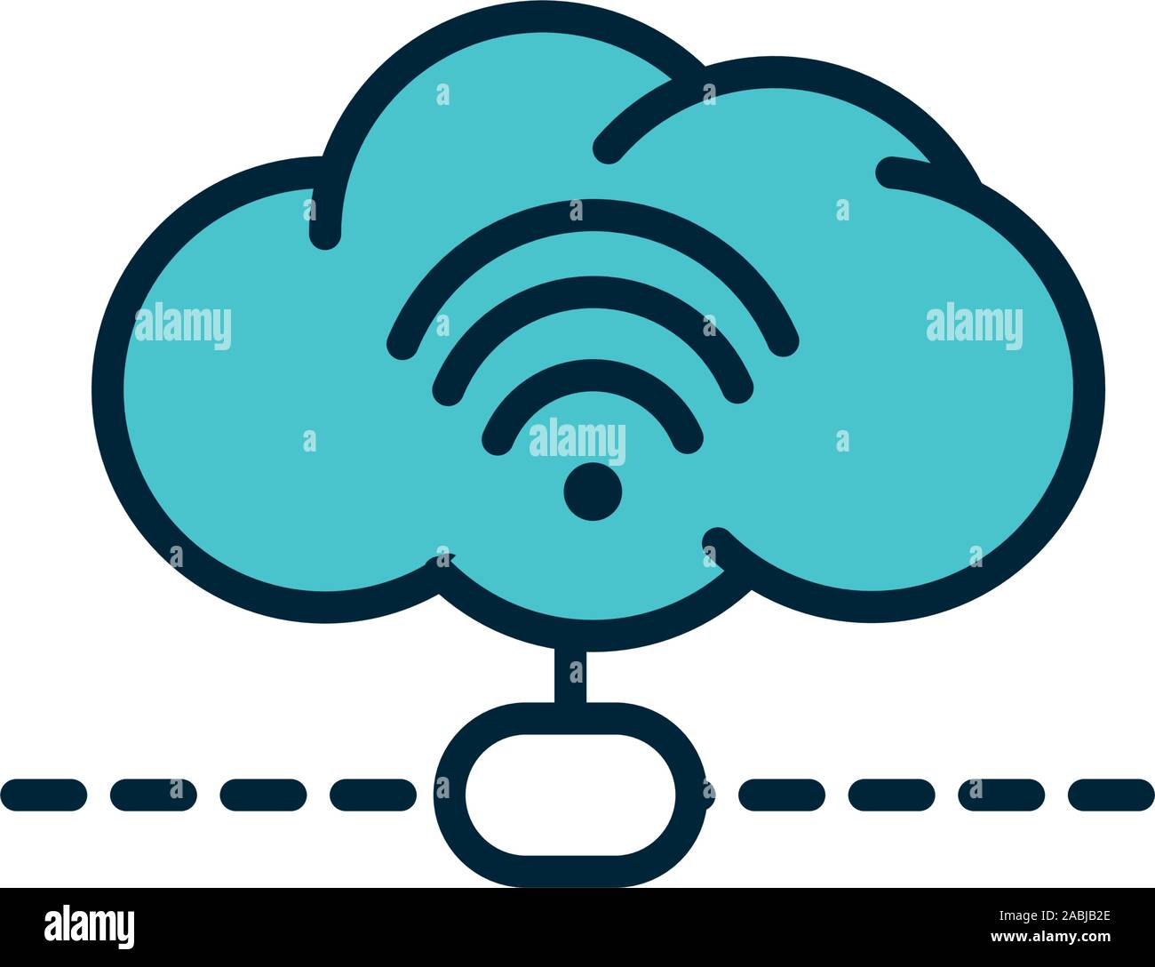 cloud computing wifi connection internet of things line and fill icon ...
