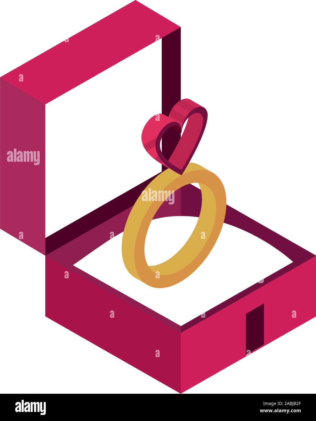 happy valentines day ring in box love romantic isometric icon vector ...