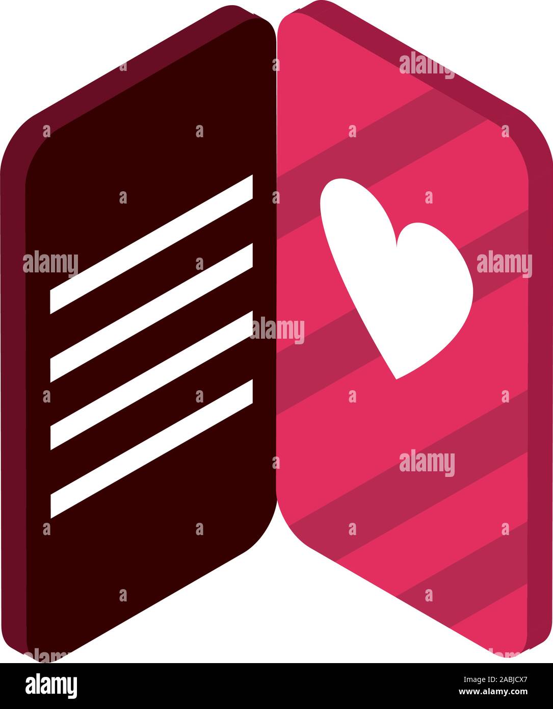 happy valentines day invitation card heart love romantic isometric icon ...
