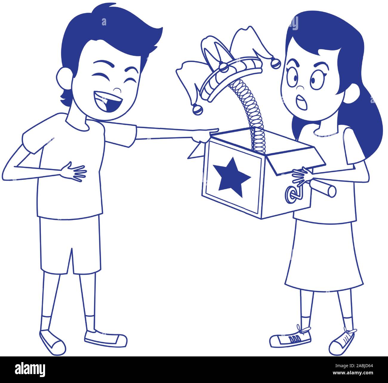 cartoon girl with joke box and boy laughing icon, flat design Stock Vector Image & Art Alamy