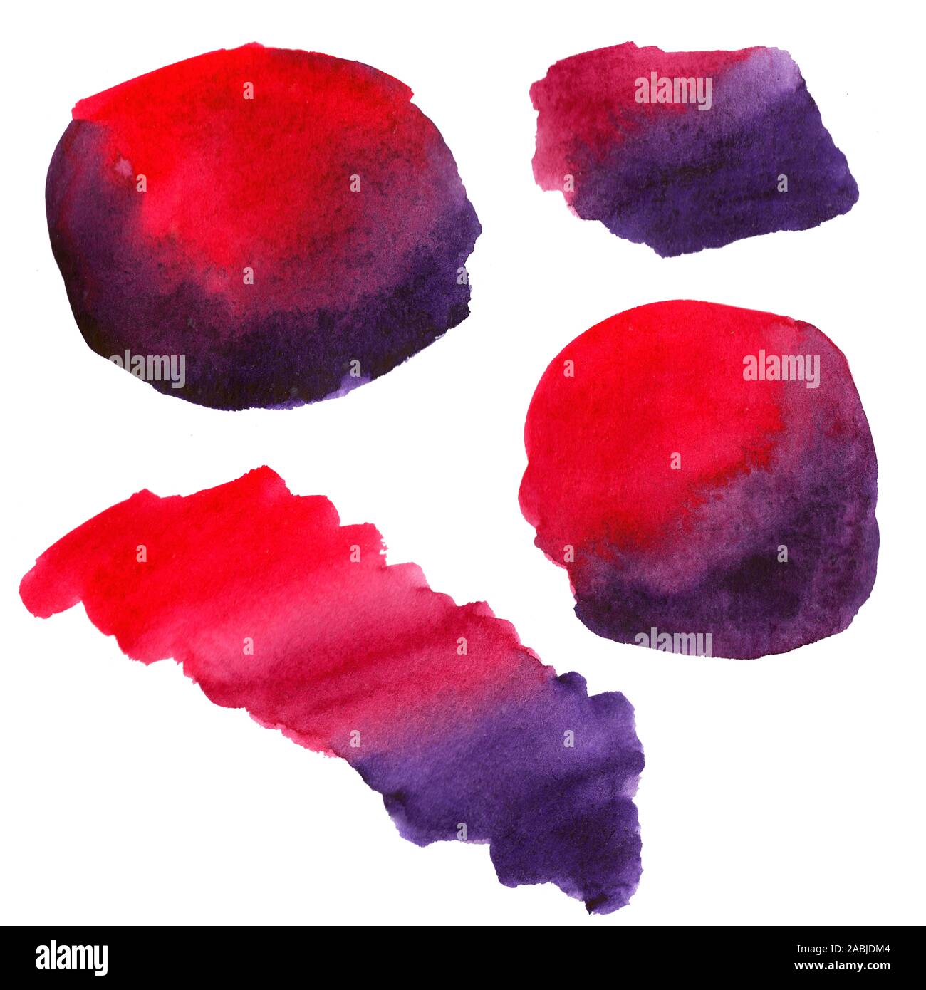 Set of abstract watercolor stains isolated on white background. Hand ...