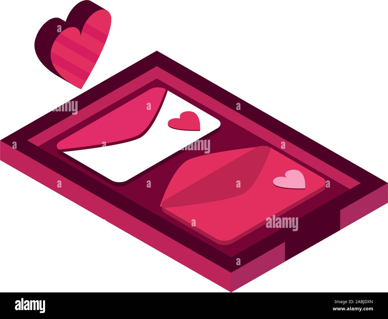 happy valentines day envelopes message love romantic isometric icon ...