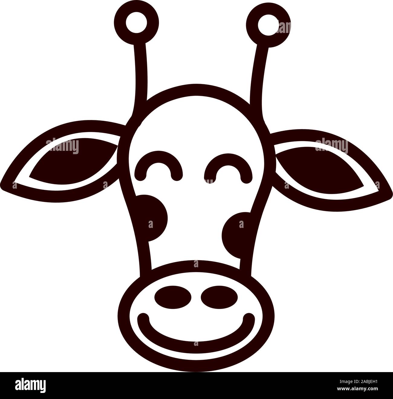 images Cute Giraffe Face Clipart https www alamy com cute giraffe face animal cartoon icon on white background thick line image334164797 html