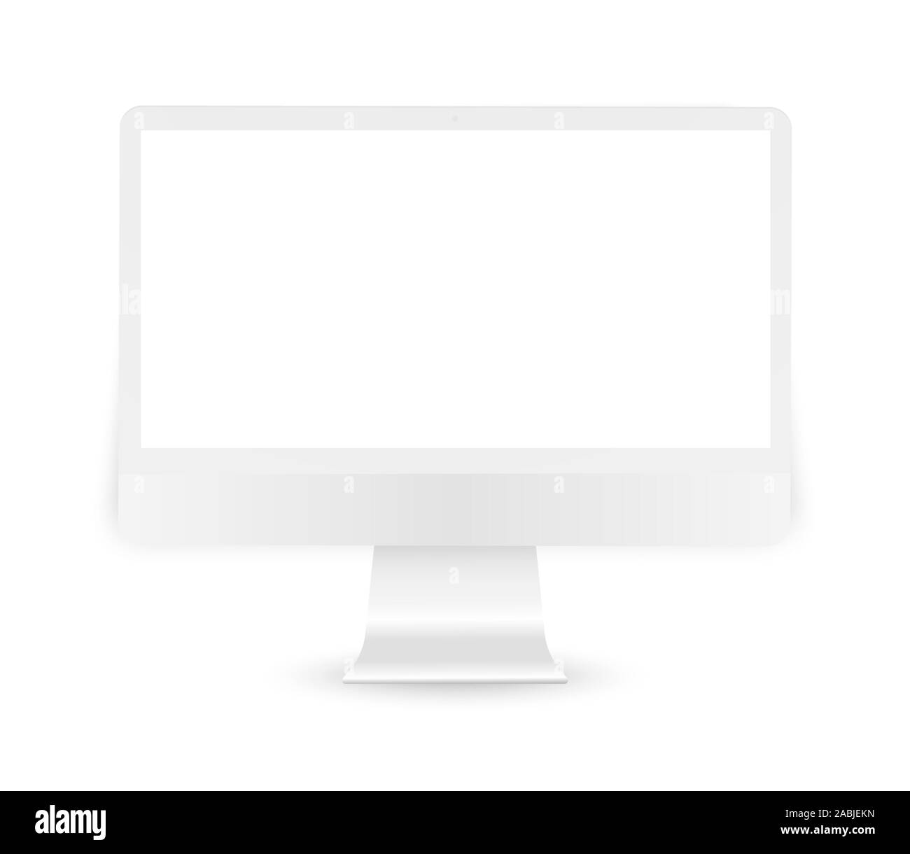 Realistic white computer display with empty screen. Blank lcd monitor