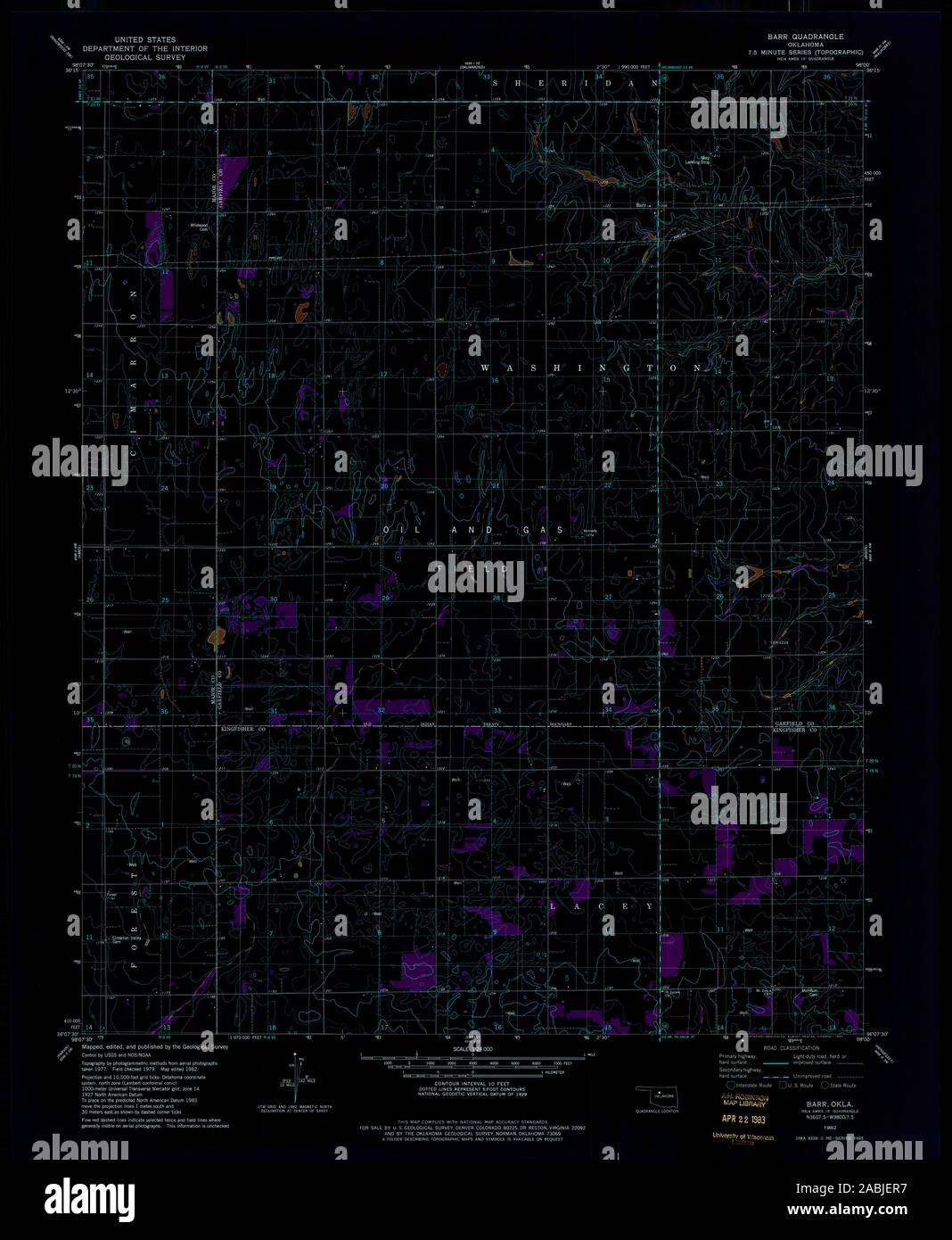 USGS TOPO Map Oklahoma OK Barr 705391 1982 24000 Inverted Restoration ...