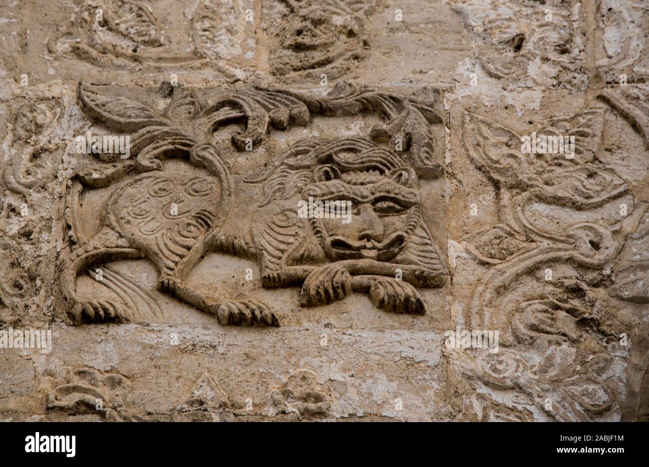 Relief Of A Lion On Ancient Wall Stock Photo - Alamy